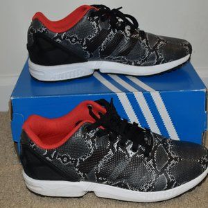 Womens Adidas ZX Flux W Torsion Snakeskin Black Red 9.5W B35310